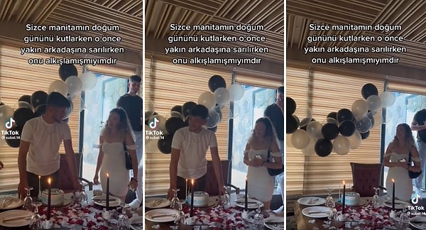 Erkek arkadaşının doğum günü için parti düzenleyen kadın, sevgilisinin doğum gününü kutladıktan sonra ilk olarak başka bir kişiye sarılması karşısında şoke oldu.
