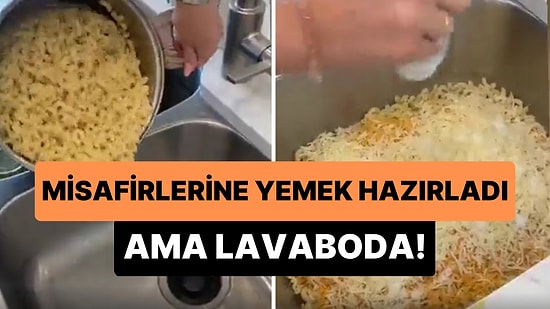 Hoş Geldin Yeni Fobi: Misafirleri İçin Lavaboda Yemek Hazırlayan Kadının Bir Miktar Mide Bulandıran Görüntüsü