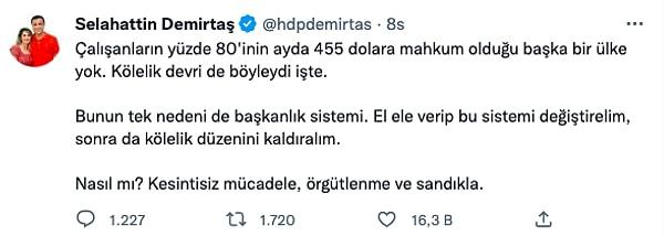 Eski HDP Eş Genel Başkanı Selahattin Demirtaş;