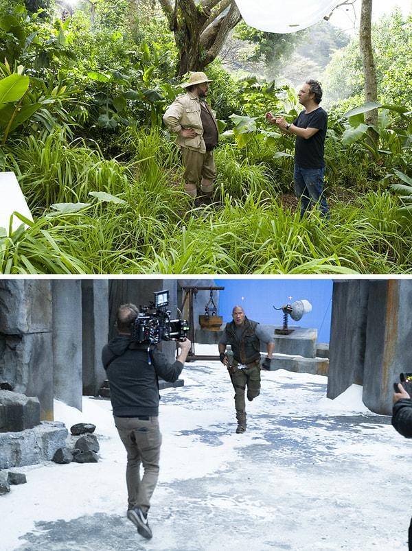 5. Jack Black ve The Rock, 'Jumanji'nin film çekimlerinde.