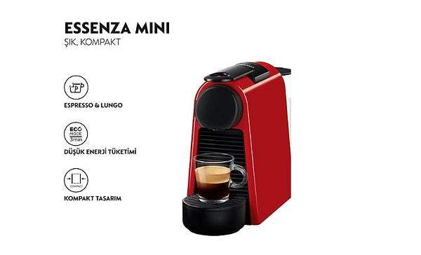 5. NESPRESSO Essenza Mini D 35 Bundle Kapsüllü Kahve Makinesi Kırmızı