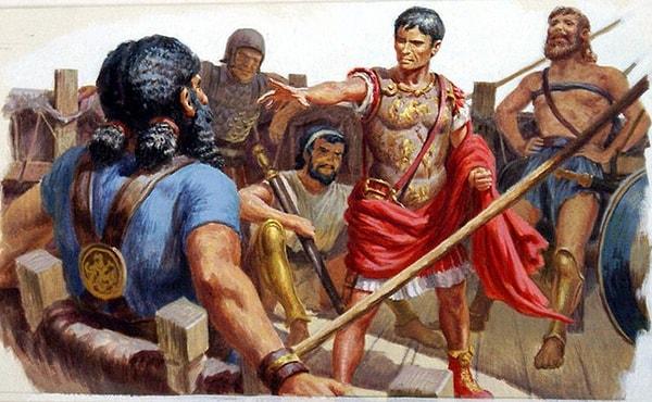 Korsanlar hemen kabul ettiler ve ödemeyi almaları için Sezar'ın arkadaşlarını gönderdiler.