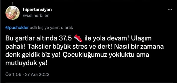 Ulaşımda her şeyin artık sıkıntı ve dert olduğunu söyleyen bir kullanıcı ise "37,7 ile yola devam" dedi. Öğrenci vizesi bitenler üzgün, öğrenci vizesi bitenler akbil 9.90 TL olduğu için mutsuz.