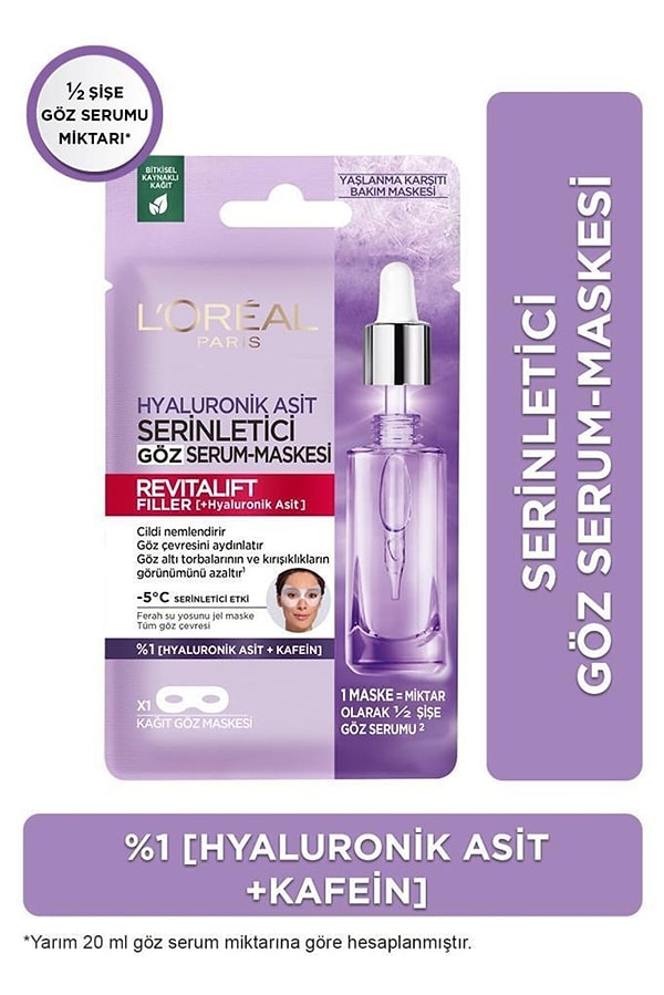 Gözlerinize parlaklık veren L'Oréal Paris Revitalift Filler Göz Maske...