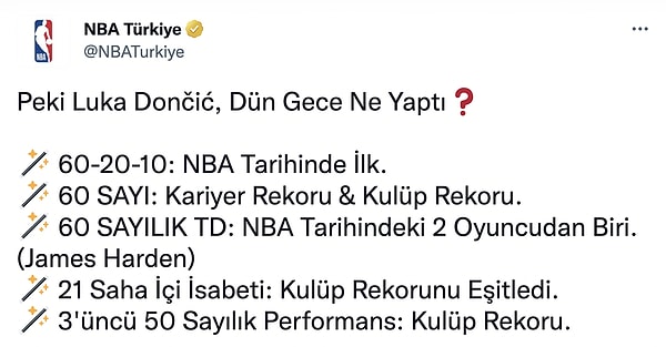 Luka Doncic'in dün gece kırdığı rekorlar👇