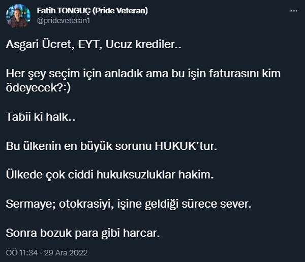 Daron Acemoğlu ya da Özgür Demirtaş kıvamında sistem eleştirileri de göze çarptı.