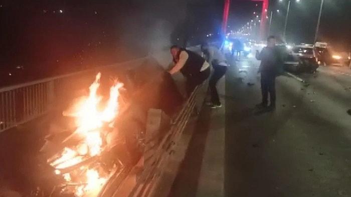 Korkunç Kazanın Görüntüleri: Köprüde Araçlar Birbirine Girdi