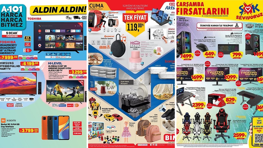 İndirim Günleri Başlıyor! 2 - 8 Ocak Haftasında A101, BİM ve ŞOK Aktüel Ürünler Listesinde Ne Var?