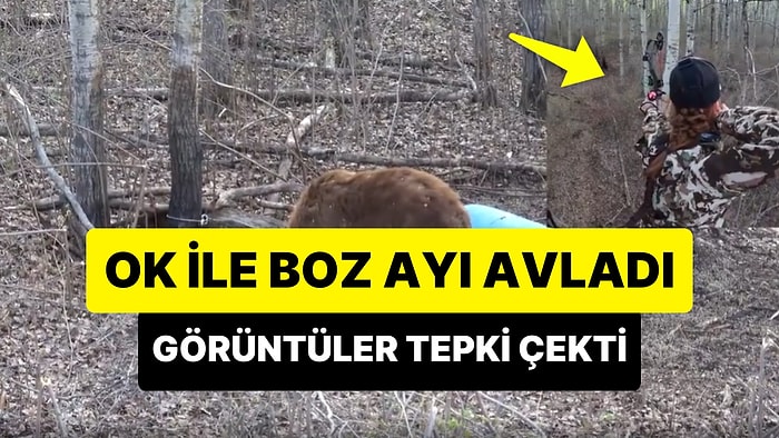 Ormanda Yiyecek Arayan Boz Ayıyı Ok ile Avlayan Kadının Görüntüleri Tepki Çekti