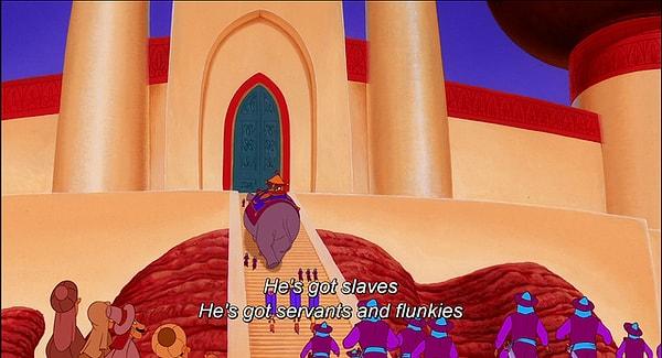 14. Aladdin (1992) filminde söylenen şarkıda 'slave', yani Türkçesiyle 'köle' kelimesi geçerken,