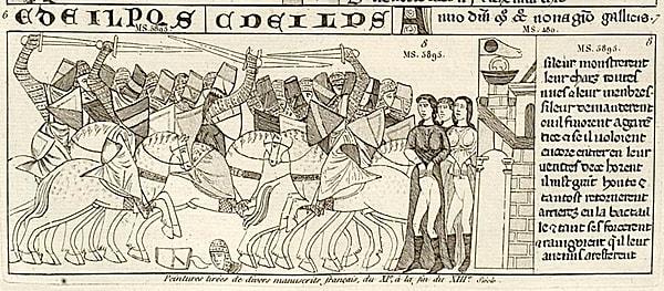 Aşağıdaki tasvirde ise Orta Çağ Fransa'sında işgalcilerle eteklerini kaldırarak yüzleşen kadınları görüyorsunuz.