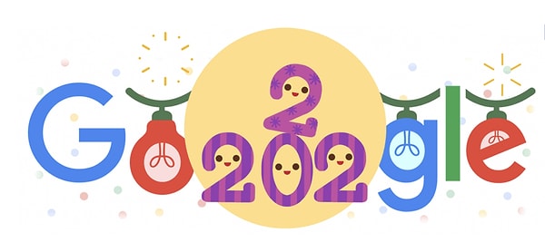 Google, yılbaşını kullanıcılarıyla birlikte "2022 Yılbaşı Gecesi" için özel olarak tasarlanan yılbaşı doodle'ıyla kutluyor!