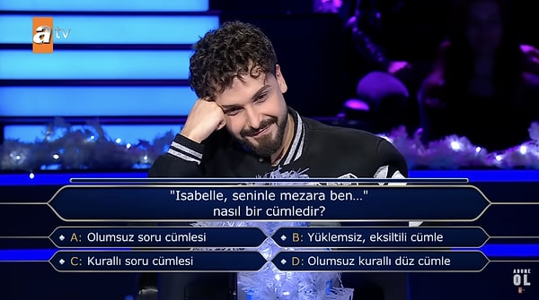 Ünlü isimlerin kazandıkları ödülü, Aile ve Sosyal Politikalar Bakanlığı'na bağlı kurumlardaki çocukların tüm ihtiyaçları için kullanmak üzere bağışlayacakları gecede Sefo'ya kendi şarkısıyla ilgili de bir soru soruldu.