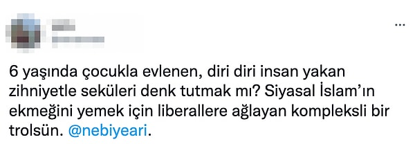 Geçtiğimiz günlerde tarikat şeyhinin kızını 6 yaşında imam nikahıyla evlendirdiğinin ortaya çıkması hatırlatıldı kendisine.