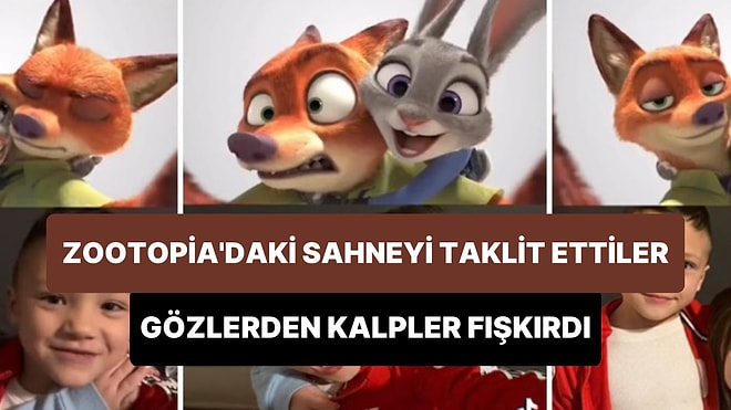 Disney'in Zootopia Animasyonundaki Fotoğraf Sahnesini Canlandıran Kardeşlerin Gözlerden Kalp Fışkırtan Anları