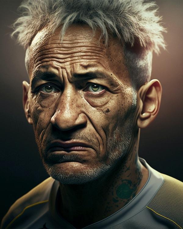 Neymar'ın yaşlanmış hali çok üzgün görünüyor.