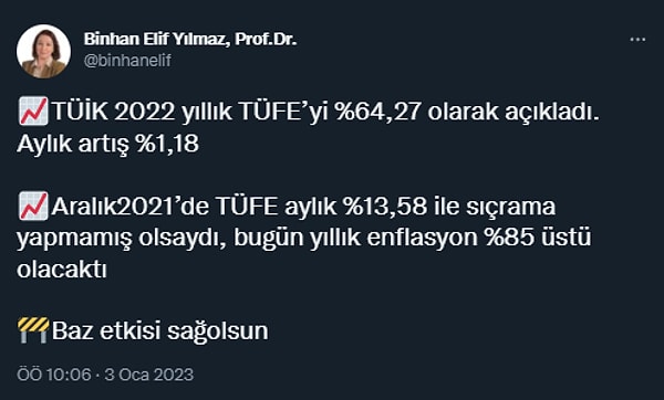 Diğer yandan baz etkisinin bir fiyat düşüşü anlamına gelmediğini hatırlattı.