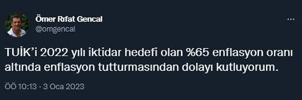 DEVA Partisi'nden ekonomist Ömer Rıfat Gencal ise TÜİK'i kutladı.