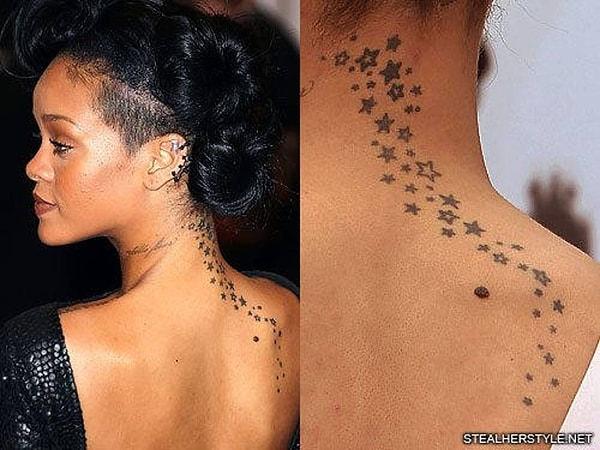 3. Rihanna'nın bir diğer boyun dövmesi de çok gösterişli!