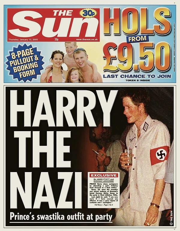 Prens Harry, kitabının bir bölümünde, Prens William ve Kate Middleton'ın kendisini 2005 yılında Nazi kostümünü giymeye ikna ettiğini de açıkladı.