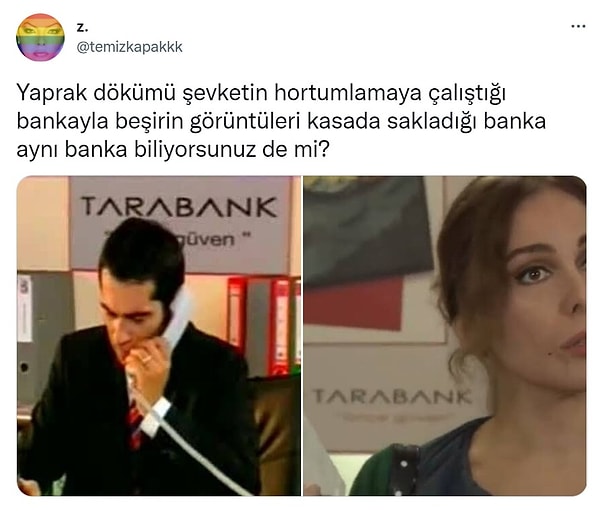 Dikkatli bir izleyici, Aşk-ı Memnu dizisinde Beşir'in gizlice çekip bankada sakladığı yasak aşk kasetinin aslında Yaprak Dökümü dizisindeki Şevket'in çalıştığı ve hırsızlık yaptığı banka olduğunu fark ediyor.