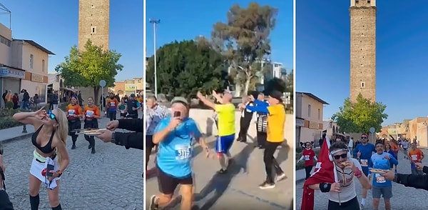 Düzenlenen maratonda davul zurna eşliğinde çiftetelli de oynandı, ciğer de dağıtıldı.