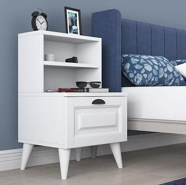 1. Bedside table with two shelves, membrane drawers