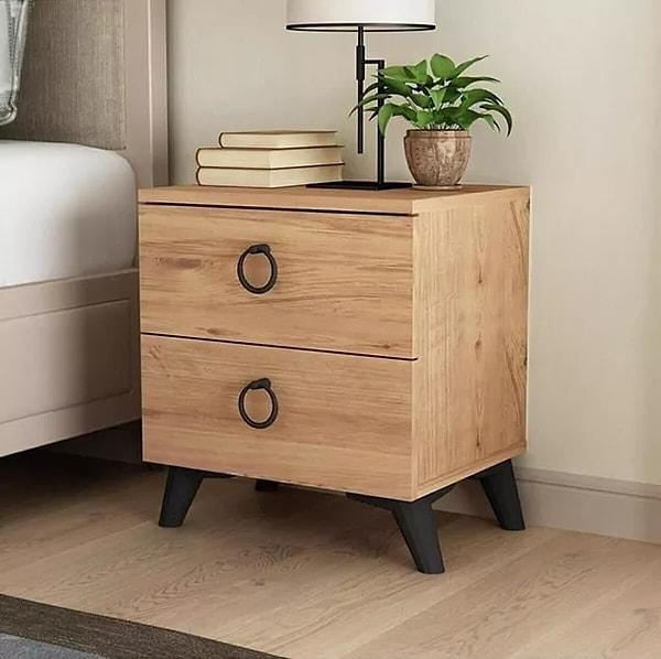 2. Pine bedside table with two drawers