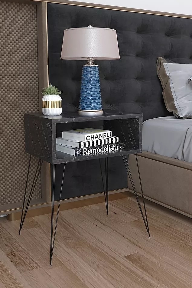 7. Marble design bedside table with metal legs