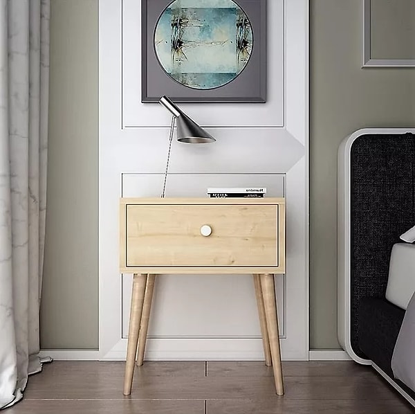 12. Retro oak bedside table with one drawer