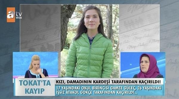 2015 yılında 26 yaşında olan Atakol Gökçe, yengesinin 17 yaşındaki kız kardeşini kaçırmış! Gamze isimli 17 yaşındaki genç kızın ailesi ise Müge Anlı'ya başvurmuş ve kızlarının rıza dışında kaçırıldığını söylemişti.