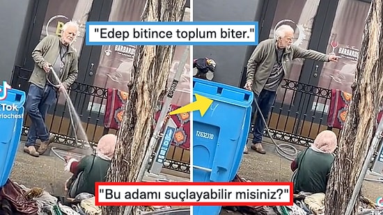 Evsiz Bir Kadının Üstüne Bahçe Hortumuyla Acımasızca Su Fışkırtan Adamın O Anları Gündemde!