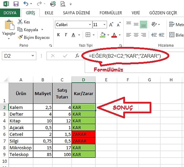 Excel'de "EĞER" Formülü Ne İşe Yarar?