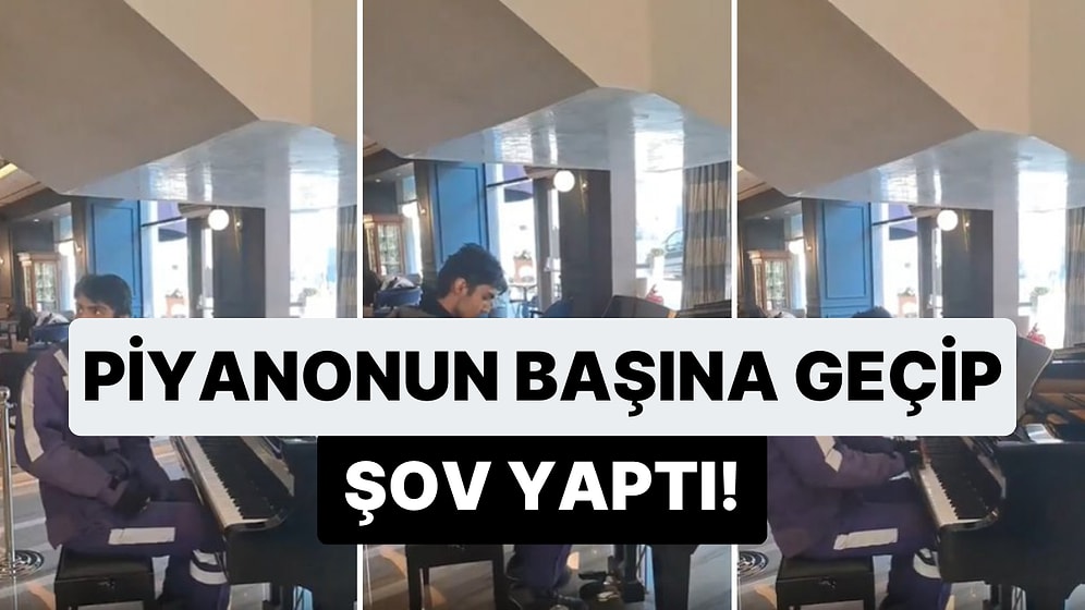 Kurye Kıyafeti ile Piyanonun Başına Geçen Gençten Muhteşem Performans