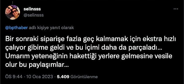 Mesleğini icra etmeye devam eden gencin parçayı hızlı çalmasının diğer siparişe yetişmek için olduğu konusunda çıkarımlarda bulunanlar, kendisi için iyi dileklerini iletmeden geçmedi.