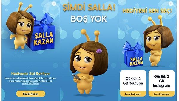 Turkcell uygulamasının da uzun zamandır uyguladığı “Salla Kazan” markalaşan bir oyunlaştırma tasarımı.