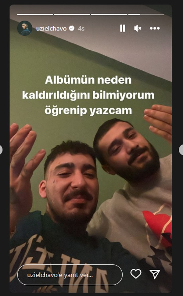 Uzi, Instagram hesabından yaptığı paylaşımda albümün neden kaldırıldığını bilmediğini aktardı.