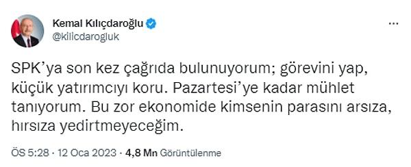2021 sonundan bu yana ekonomide yaşananlar çok dikkat çekerken, Kılıçdaroğlu da bu konuda hep tavrını net koydu. Enflasyon verileri için TÜİK'i ziyaret ederken, tüm gelişmeleri sosyal medyada da yorumladı.