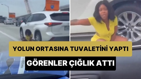 Aracını Kenara Çekip Otobanın Ortasına Tuvaletini Yapan Kadın