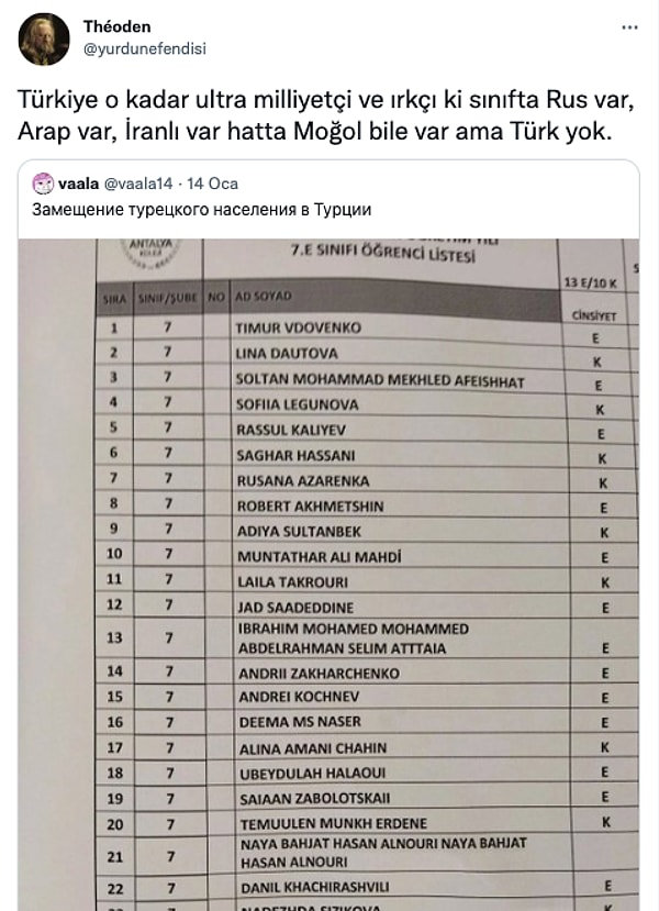 10. Moğol bile olan 7-E sınıfı...