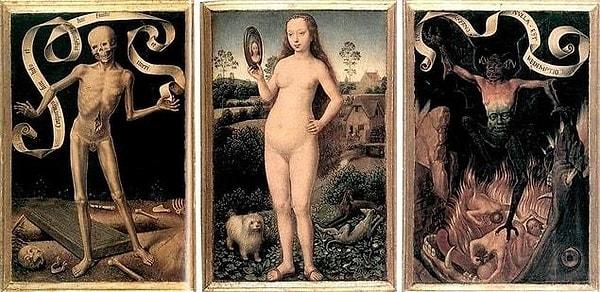 5. Polyptych, Front Side: Earthly Vanity and Divine Salvation (1485) Hans Memling