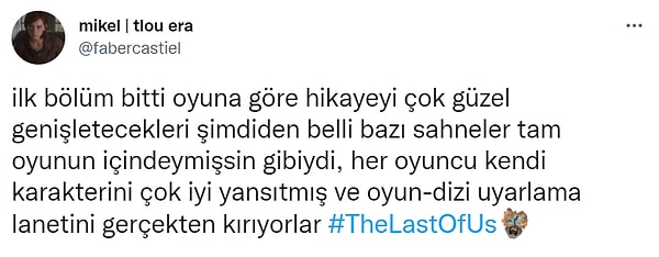 12. Kısacası The Last of Us ilk bölümüyle dahi "oyun uyarlaması nasıl olmalı?" dersi vermiş gibi görünüyor.