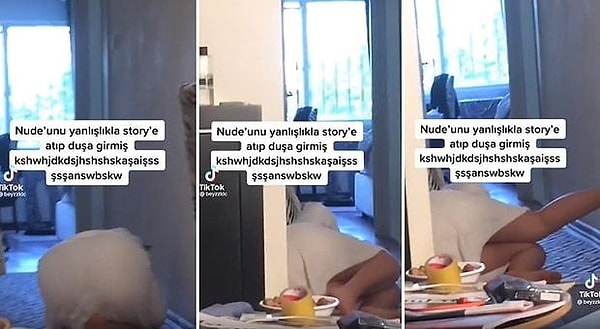 3-  Bir TikTok kullanıcısı videosunda, arkadaşının nude fotoğrafı erkek arkadaşına atmak isterken yanlışlıkla Instagram story'sinde paylaştığını yazdı.