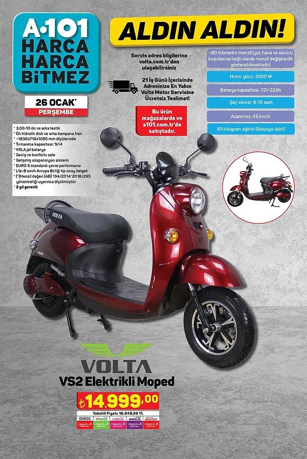 Volta VS2 Elektrikli Moped 14.999 TL.