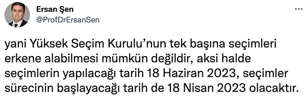 "YSK tek başına erkene alamaz."