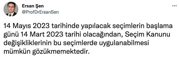 Yeni seçim kanunu bu senaryoda uygulanamıyor.