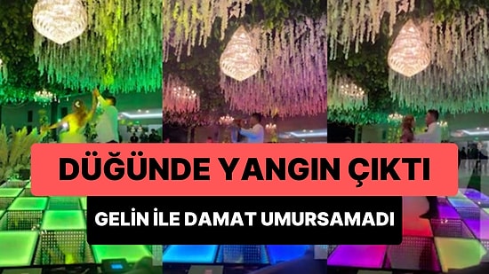 Düğünde Çıkan Yangını Umursamadan İlk Danslarını Yapan Gelin ile Damat