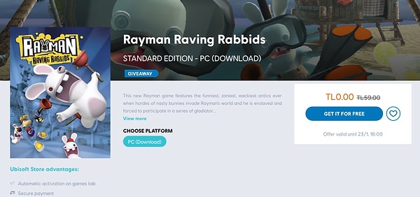 Peki Rayman Raving Rabbids'e nasıl ücretsiz sahip olacağız?