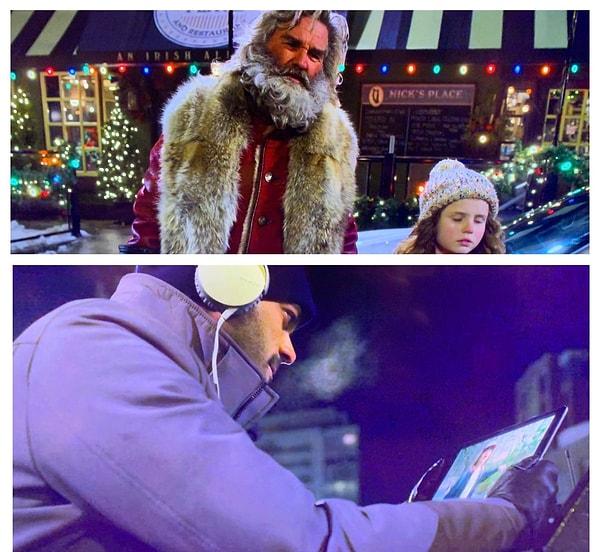8. The Christmas (2018) filmindeki vale, Netflix'in sevilen dizisi Stranger Things'i izliyor.