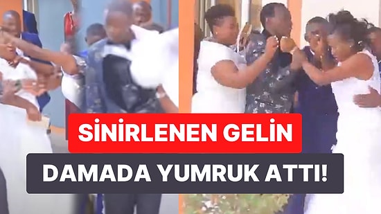 Sinir Krizi Geçirip Damada Yumruk Atan Gelinin Viral Olan Görüntüleri